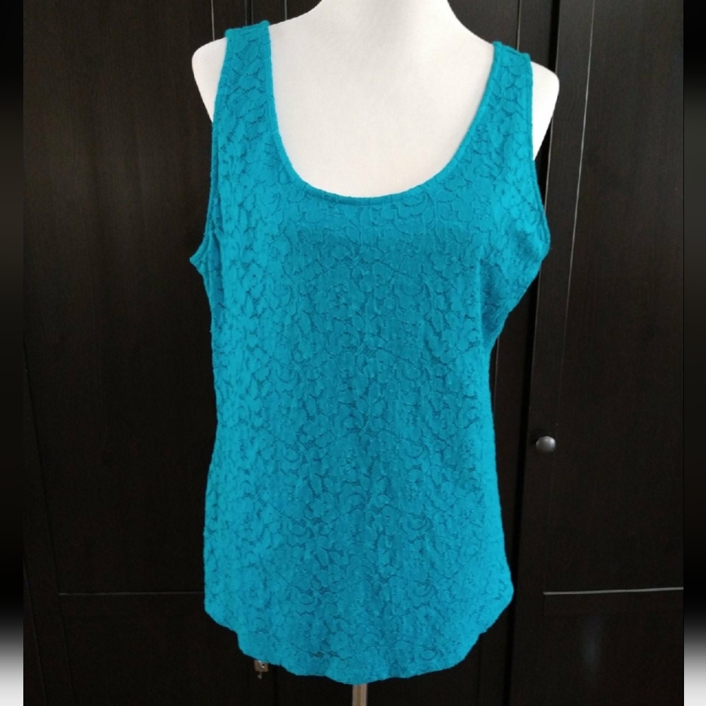 Lane Bryant Turquoise Lace Tank Top, Size 14/16